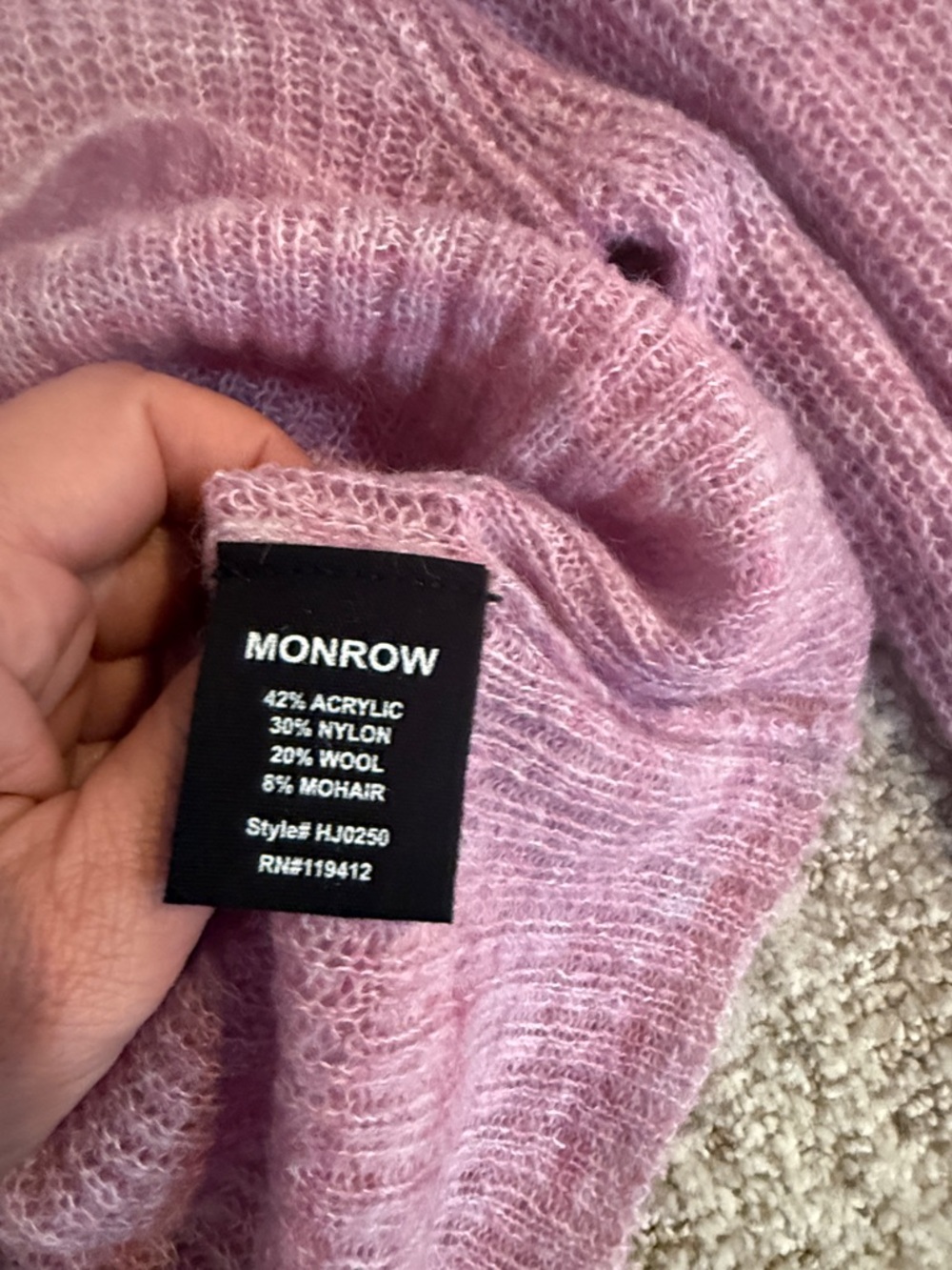 Monrow Rose Pink V-Neck Ribbed Button Cardigan - Picture 3 of 5